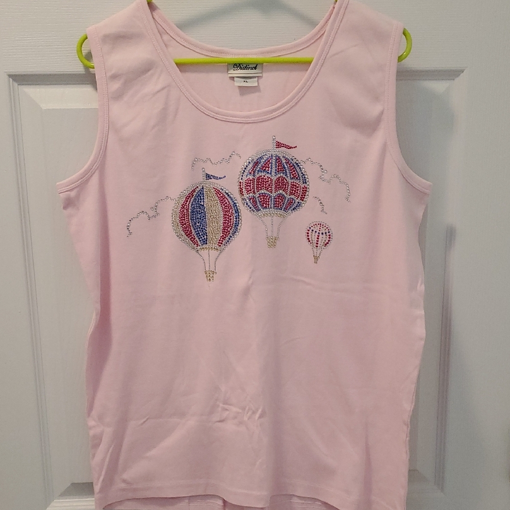Pink Tank Top with Hot Air Balloon Design